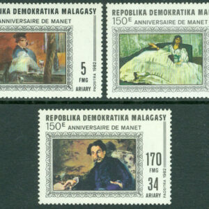 Madagaskar – M  903-905 Målningar av Édouard Manet, fransk konstnär. 3 kpl **