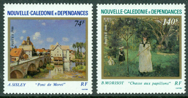 Nya Kaledonien - M  795-796 Konst av A Sisley och B Morisot, franska konstnärer, 2 kpl **