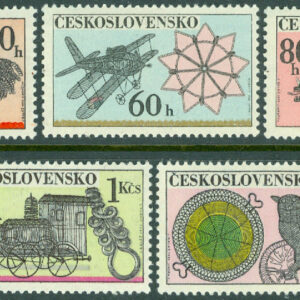 Tjeckoslovakien – M 2086-2090 Folklig trådbindningskonst, 5 kpl **
