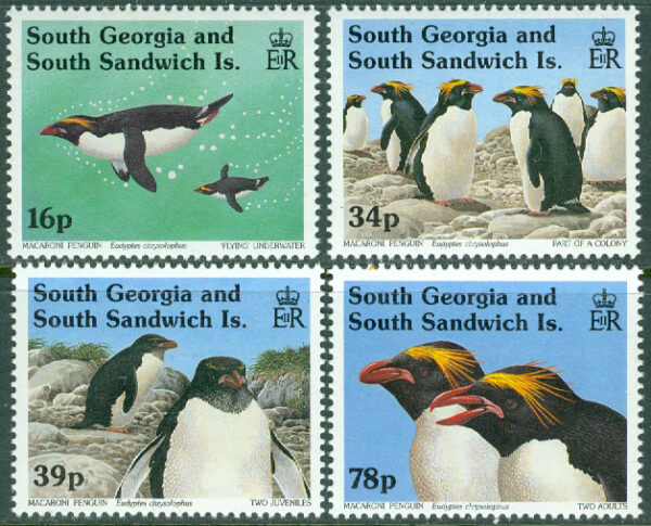 South Georgia - M  215-218 Macaronipingvin, 4 kpl **