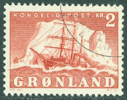 Grönland – F   35 Fartyg framför isberg, 2 kr stpl