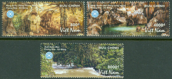 Vietnam - M 3439-3441 UNESCOS världsarv; Phong Nha-grottan och Kẻ Bàng-djungeln, 3 kpl **