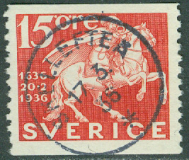 F  248A Postverket 300 år. 15 öre SKELLEFTEÅ 17.3.36  (AC/Vb)