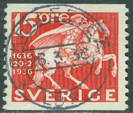 F  248A Postverket 300 år. 15 öre SKELLEFTEÅ LBR 26.3.36  (AC/Vb)