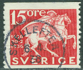 F  248A Postverket 300 år. 15 öre SKELLEFTEÅ 6.4.38  (AC/Vb)