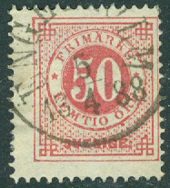 F   36 Ringtyp t 13. 50 öre stpl ENGELHOLM 5.4 1888 (L/Sk)