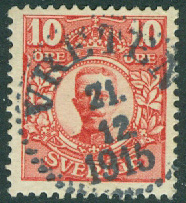 F   79 Medaljong 10 öre stpl VRETEN 21.12 1915  (R/Vg)