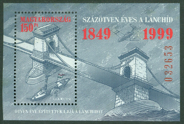 Ungern - M 4570 (BL 252) Budapests kedjebro 150 år, block kpl **