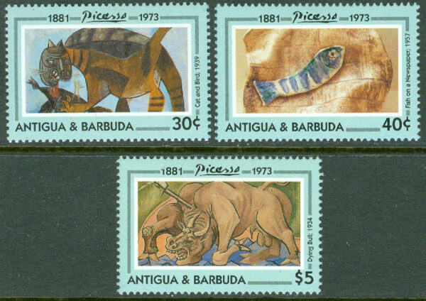 Antigua & Barbuda - M 1854-1856 Pablo Picasso död 20 år, 3 kpl **