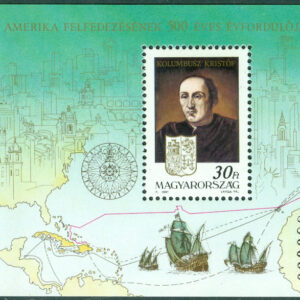 Ungern – M 4170 (BL 217 A) Upptäckten av Amerika 500 år, block kpl  **
