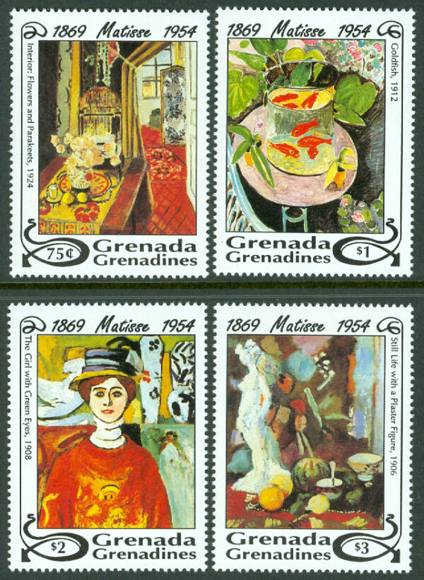 Grenada Grenadines - M 1836-1839 H. Matisse död 40 år, 4 kpl **