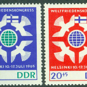 DDR – M 1122-1123 Världsfredskongress i Helsingfors 1965, 2 kpl ** kt