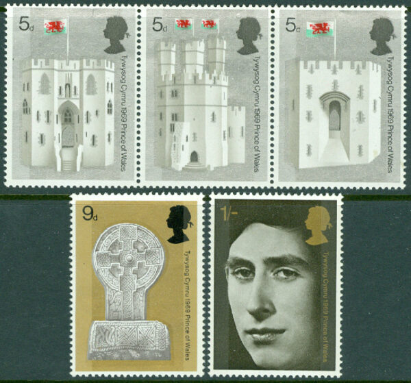 England - M  522-526 Prinsen av Wales investering, 5 kpl **