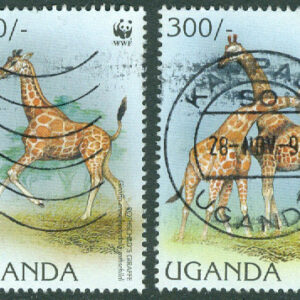 Uganda – M 1790-1791 WWF – Naturskydd, giraffer, 2 ol stpl