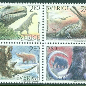 Sverige – F 1755-1758 HBL Förhistoriska djur, 4-block kpl **
