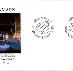 Danmark – FDC 1985-09-05 – FN 40 år, 1 kpl Vinjett 3
