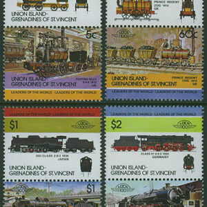 Union Island Grenadines of St. Vincent – M   13-20 Järnväg – Lok, serie 8 kpl **
