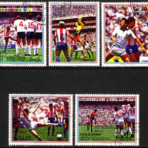 Paraguay – M 4058-4062 VM i Fotboll i Mexico 1986 & Italien 1990, 5 kpl