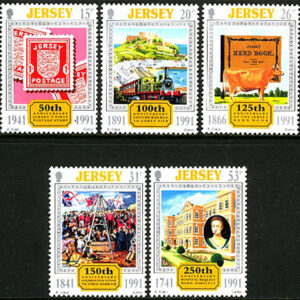 Jersey – M  544-548 Minnen bla Frimärken under tysk besittning 50 år, 5 kpl **