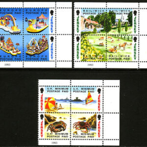 Jersey – M  595-606 Motiv från Jersey, 3 st 4-Block 12 kpl **