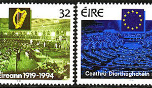 Irland – M  853-854  Irländska parlamentet 75 år, 4:e direktvalet till Europaparlamentet, 2 kpl **