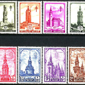 Belgien – M  520-527 Tuberkuloskampen – Torn, fin serie 8 kpl *