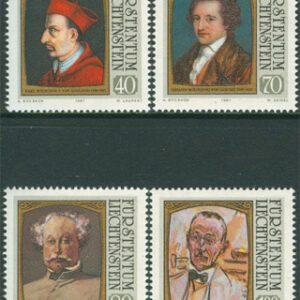 Liechtenstein – M  784-787 Konst – Berömda besökare bla Goethe, 4 kpl **