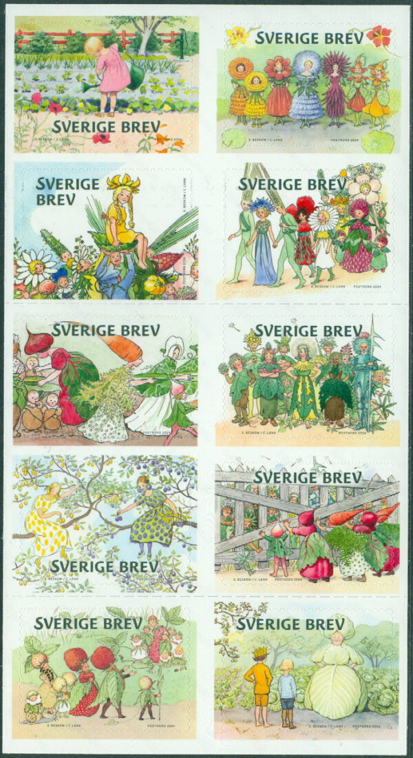 Häfte Elsa Beskows trädgård (10 märken Sverige brev)