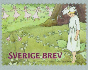Elsa Beskow – Pyrola, rullfrimärke Sverige brev
