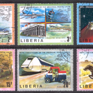 Liberia – M  907-912 UPU 100 år, kommunikation, 6 kpl stpl