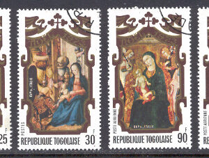 Togo – M 1010-1013 A Jul 1973 – Konst bla Maria med Barn, serie 4 kpl