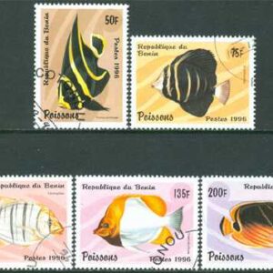 Benin – M  897-901 Fiskar, bl a Kejsarfisk, 5 kpl