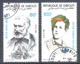 Djibouti – M  443-444 Personligheter, V Hugo och A Rimbaud, 2 kpl