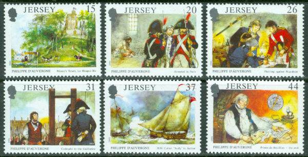 Jersey - M  533-538 Viceamiral P D´Auvergne död 175 år, 6 kpl **