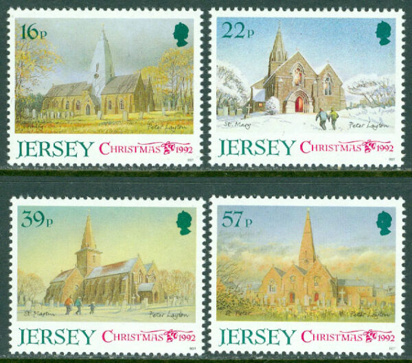 Jersey - M  591-594 Jul 1992 - Kyrkor III, 4 kpl **