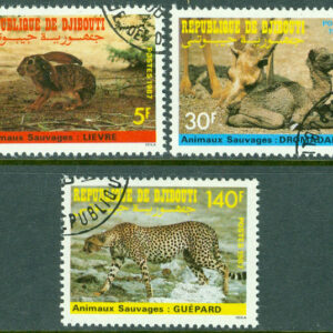 Djibouti – M  491-493 Djur, hare, dromedar, gepard, 3 kpl stpl