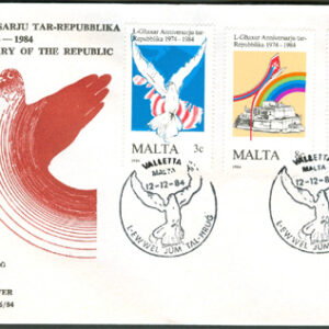 Malta – FDC 1984-12-12 – Fåglar – Fredsduvor – Malta 10 år, fin serie 3 kpl