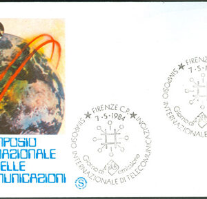 Italien – FDC 1984-05-07 – Rymd – Internat. Telesymposium, märke kpl