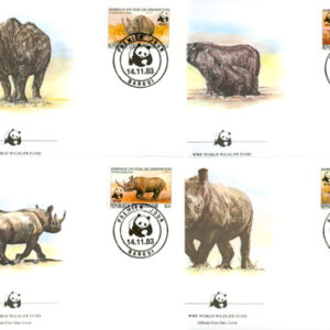 Centralafrika – FDC 1983-11-14 – Noshörningar – Naturskydd – WWF, 4 kpl
