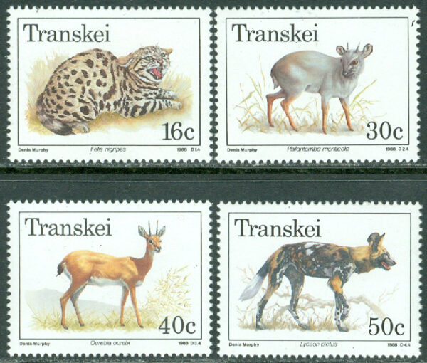 Transkei - M  226-229 Hotade djur, bla svartfotskatt, 4 kpl **