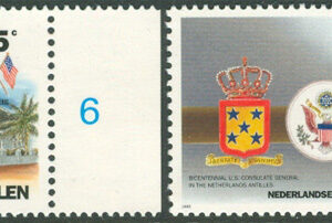 Nederländska Antillerna – M  789-790 Generalkonsulat USA 200 år, 2 olika **