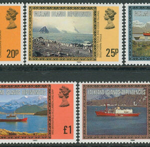 Falkland Islands Dep. – M   88-92 YII Vyer – Båtar – Pingviner, serie 5 kpl **