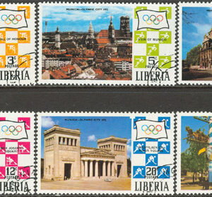 Liberia – M  786-791 OS i München 1972 Byggnader, fin serie 6 kpl