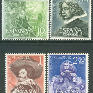 Spanien – M 1235-1238 Diego Rodriguez de Silva Velázquez (1599-1560), konstnär, 4 kpl **