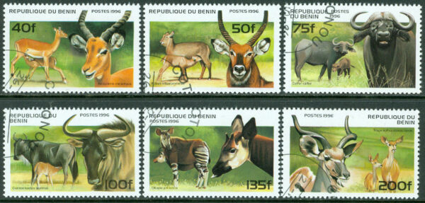Benin - M  856-861 Hovdjur bla okapi, kudu, buffel, 6 kpl stpl
