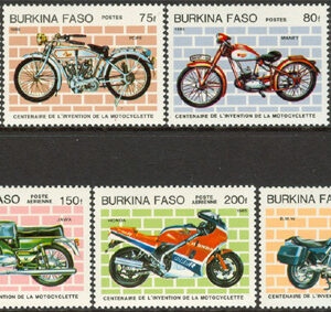 Burkina Faso – M  998-1004 Motorcykeln 100 år bla Pope, 7 kpl **