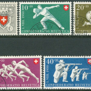 Schweiz – M  545-549 Pro Patria 1950 – Sport bla Brottning, 5 kpl