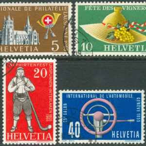 Schweiz – M  607-610 Minnen bla Utställ & Bilsalong, serie 4 kpl
