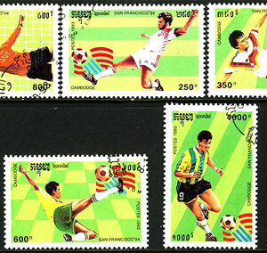 Kambodja – M 1376-1380 VM i Fotboll i USA 1994, 5 kpl