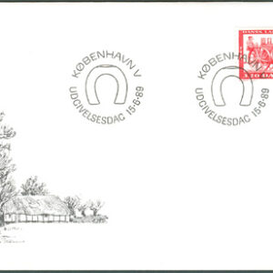 Danmark – FDC 1989-06-15 – Ångdriven Traktor – Museum 100 år, märke kpl Vinjett 1